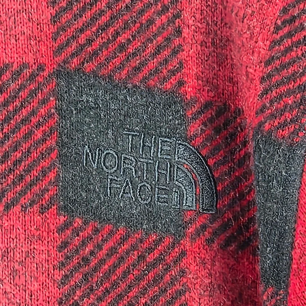The North Face 1/4 Zip Fleece Gordon Lyons Buffalo Plaid Men L Pullover Red Blck